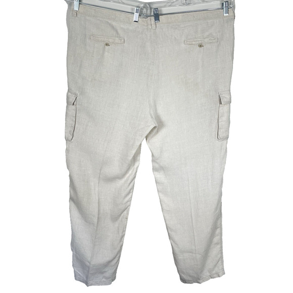Tommy Bahama 100% Linen Pants Men 2XL (46X33) Beige Cargo Drawstring Relax Beach - Picture 2 of 11